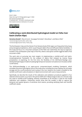 Calibrating a Semi-Distributed Hydrological Model on Fella River Basin (Italian Alps)