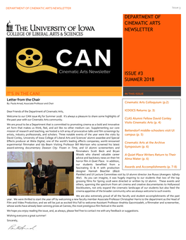 CINEMATIC ARTS NEWSLETTER Issue 3