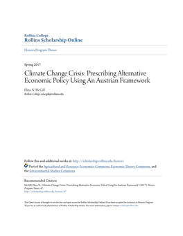 Climate Change Crisis: Prescribing Alternative Economic Policy Using an Austrian Framework Elina N