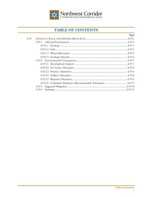 TABLE of CONTENTS Page 4.19 GEOLOGY, SOILS, and MINERAL RESOURCES