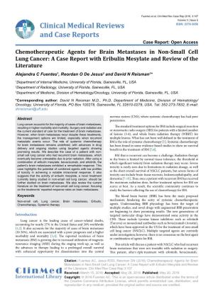 Chemotherapeutic Agents for Brain Metastases in Non-Small Cell Lung