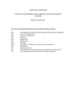 CWCTC Policy Manual