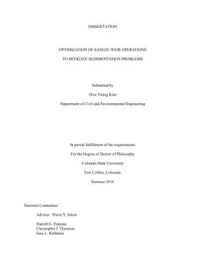 Dissertation Optimization of Sangju Weir