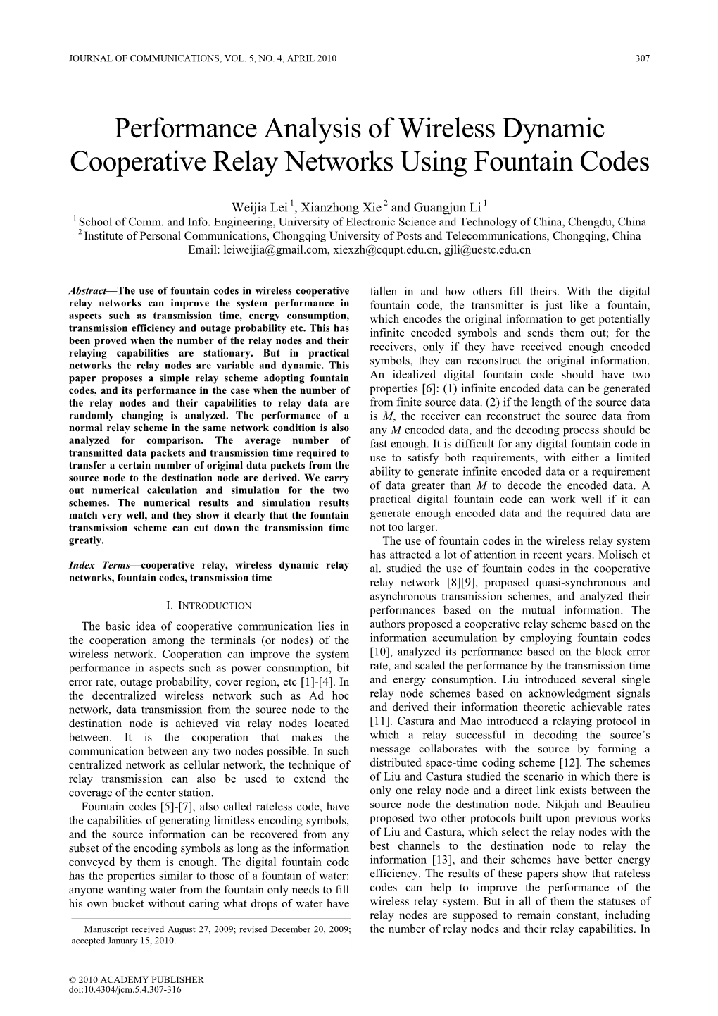 Performance Analysis of Wireless Dynamic Cooperative Relay Networks Using Fountain Codes