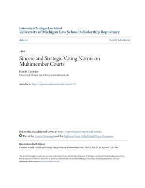 Sincere and Strategic Voting Norms on Multimember Courts Evan H