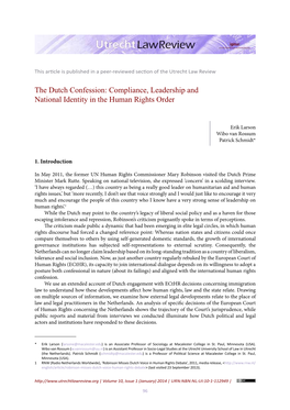 The Dutch Confession: Compliance, Leadership and National Identity in the Human Rights Order
