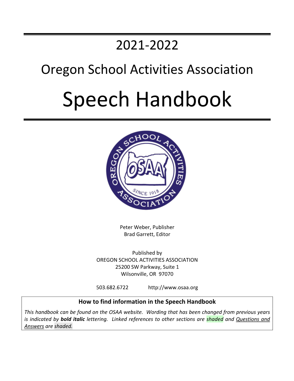 OSAA Speech Handbook