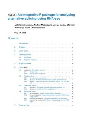 Aspli: an Integrative R Package for Analysing Alternative Splicing Using RNA-Seq