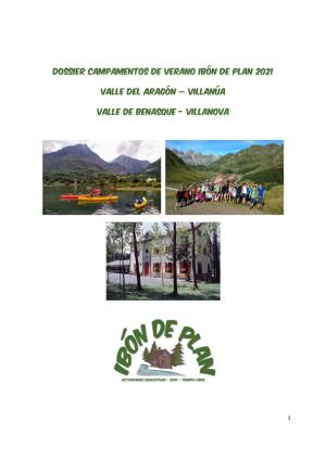 Dossier Campamentos De Verano Ibón De Plan 2021 Valle Del Aragón