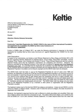 Keltie Office for Harmonization in the Internal Market (Trade Marks and Designs) Avenida De Europa, 4 E-03008 Alicante SPAIN