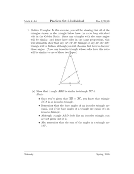 Problem Set 5-Individual Due 2/25/09