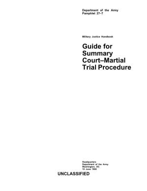 Guide for Summary Courts-Martial Trial Procedure