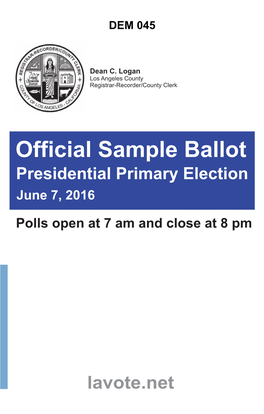 County of Los Angeles Presidential Primary Election 6