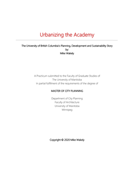 Urbanizing the Academy