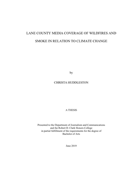 Lane County Media Coverage of Wildfires and Smoke in Relation to Climate Change