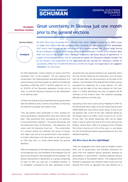 GENERAL ELECTIONS in SLOVENIA 3Rd June 2018