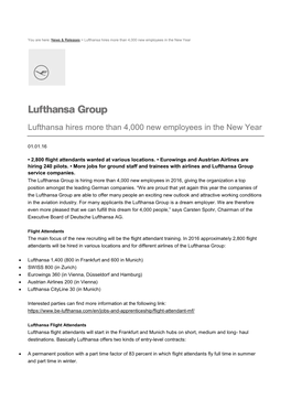 Lufthansa Hires More Than 4,000 New Employees in the New Year
