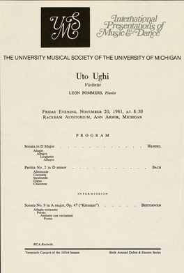 Uto Ughi Violinist LEON POMMERS, Pianist
