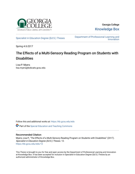 The Effects of a Multi-Sensory Reading Program on Students with Disabilities