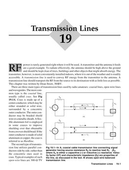Chapter 19 Table 19.1 Characteristics of Commonly Used Transmission Lines