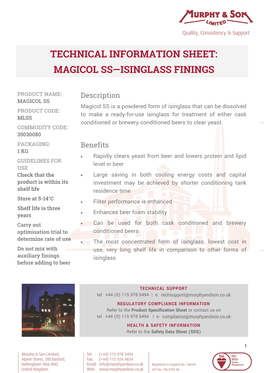 Technical Information Sheet: Magicol Ss—Isinglass Finings
