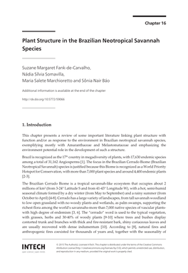 Plant Structure in the Brazilian Neotropical Savannah Species