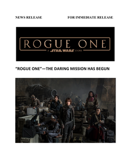 “Rogue One”—The Daring Mission Has Begun