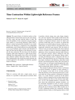 Time Contraction Within Lightweight Reference Frames