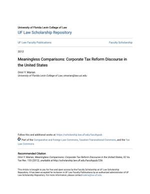 Corporate Tax Reform Discourse in the United States