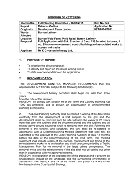 Burton Wold Farm, Wold Road, Burton Latimer Proposal Full Application with EIA: Erection of 3 No