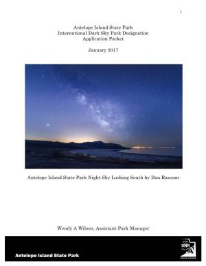 Antelope Island State Park International Dark Sky Park Designation Application Packet