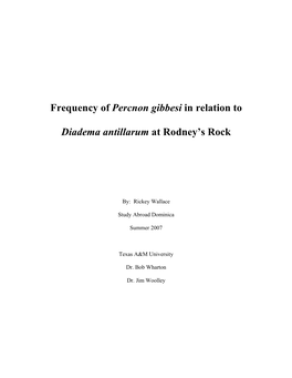 Frequency of Percnon Gibbesi in Relation to Diadema Antillarum At