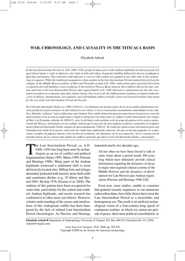 War, Chronology, and Causality in the Titicaca Basin
