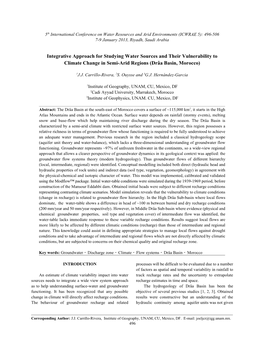 Integrative Approach for Studying Water Sources and Their Vulnerability to Climate Change in Semi-Arid Regions (Drâa Basin, Morocco)