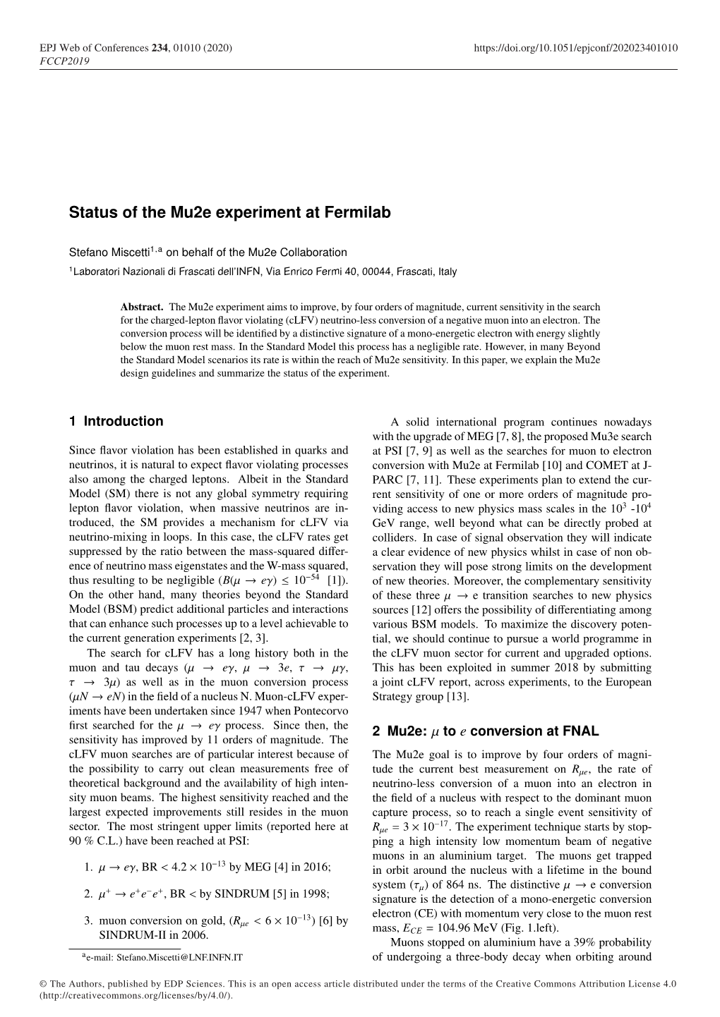 Status of the Mu2e Experiment at Fermilab