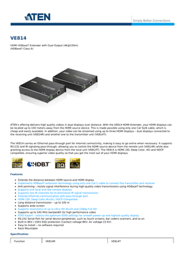 HDMI Hdbaset Extender with Dual Output (4K@100M) (Hdbaset Class A)