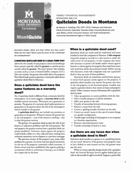 Mo Quitclaim Deeds in Montana