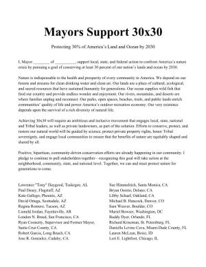 Mayors Support 30X30