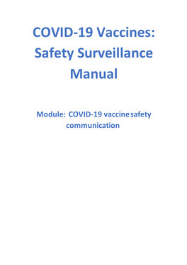 COVID-19 Vaccines: Safety Surveillance Manual