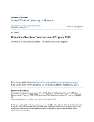 University of Montana Commencement Program, 1975