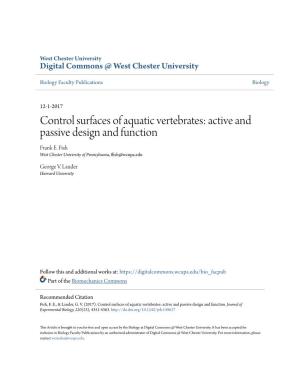 Control Surfaces of Aquatic Vertebrates: Active and Passive Design and Function Frank E