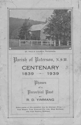 Centenary Booklet 1939