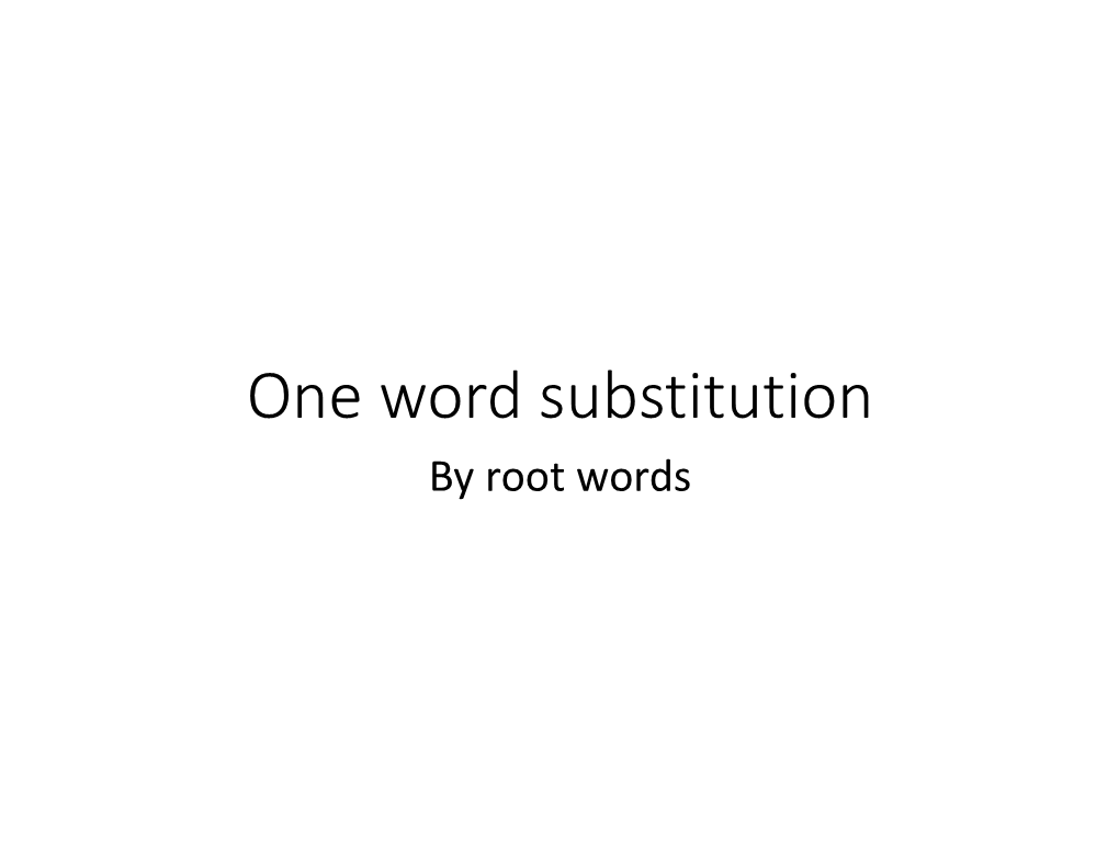 One Word Substitution