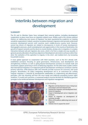 Interlinks Between Migration and Development