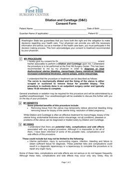 Dilation and Curettage (D&C) Consent Form