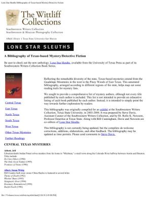 Lone Star Sleuths Bibliography of Texas-Based Mystery/Detective Fiction