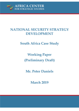 NATIONAL SECURITY STRATEGY DEVELOPMENT South Africa Case
