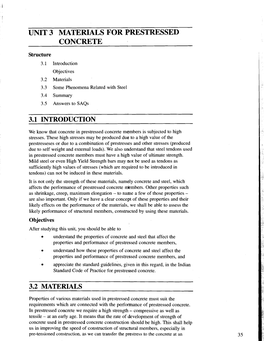 Unit 3 Materials for Prestressed Concrete