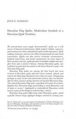 Multivalent Symbols of a Hawaiian Quilt Tradition