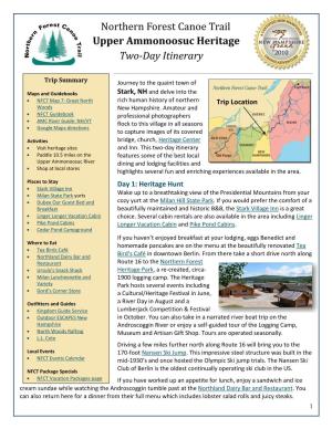 Upper Ammonoosuc Heritage Two-Day Itinerary
